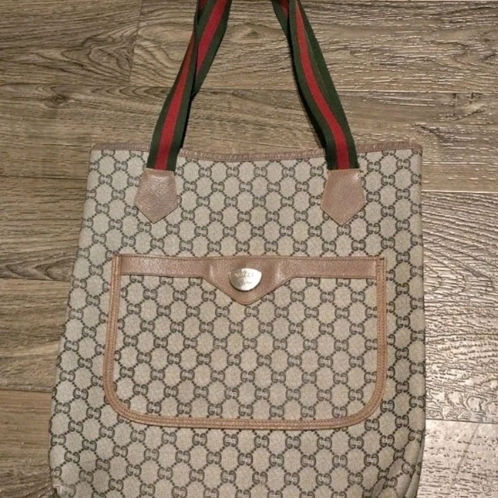 GUCCI PLUS Sherry Line Tote Bag Hand Bag GG Suprem